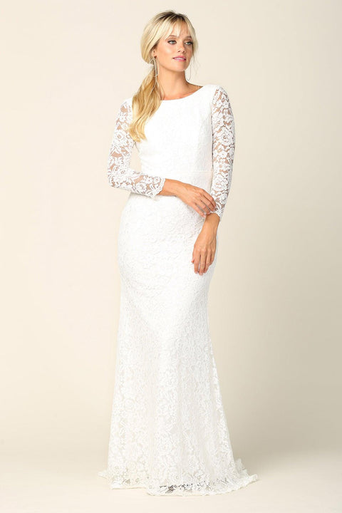 Long Sleeve Lace Casual Wedding Gown