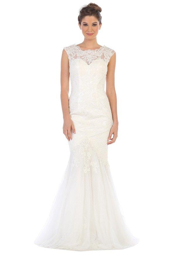 Long Cap Sleeve Mermaid Lace Wedding Dress– sheerdreamz