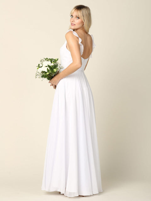 Simple Long Sleeve Ruffle Chiffon Wedding Dress