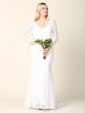 Simple Long Sleeve Lace Wedding Dress Casdual Wedding