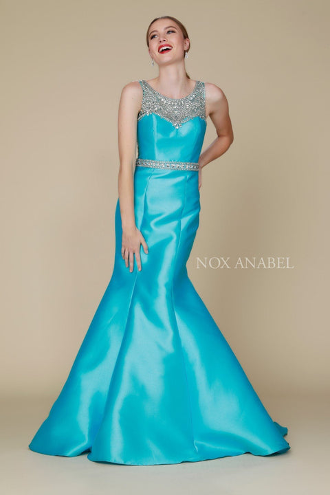 Sleeveless Mermaid Dress with Beads by Nox Anabel 8299
