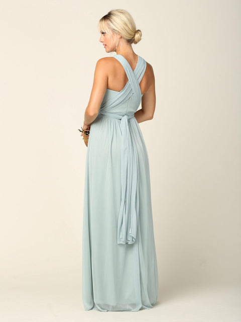 Long Sleeveless Convertible Bridesmaids Dress