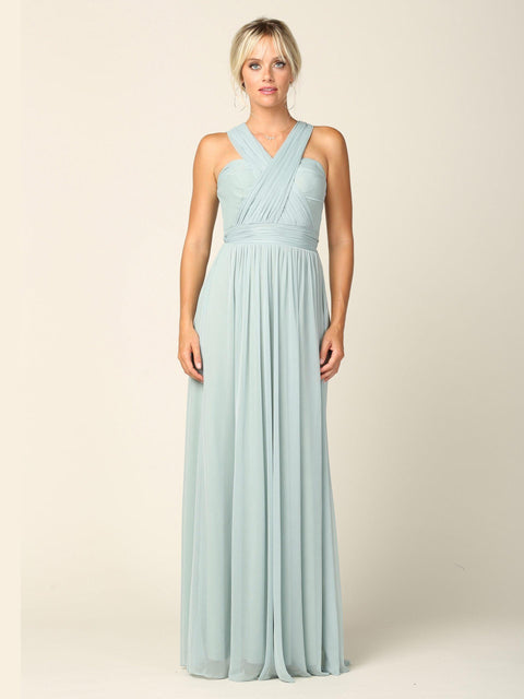 Long Sleeveless Convertible Bridesmaids Dress
