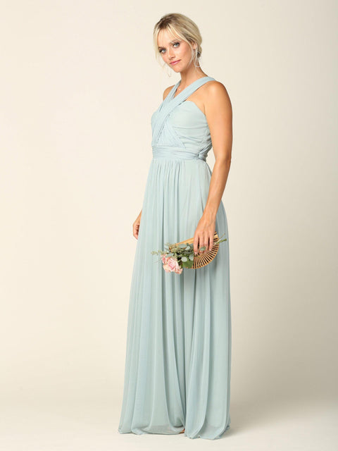 Long Sleeveless Convertible Bridesmaids Dress