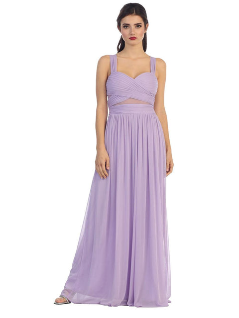 Long Sleeveless Bridesmaids Mesh Dress