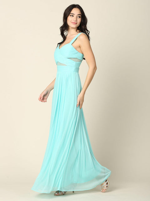 Long Sleeveless Bridesmaids Mesh Dress
