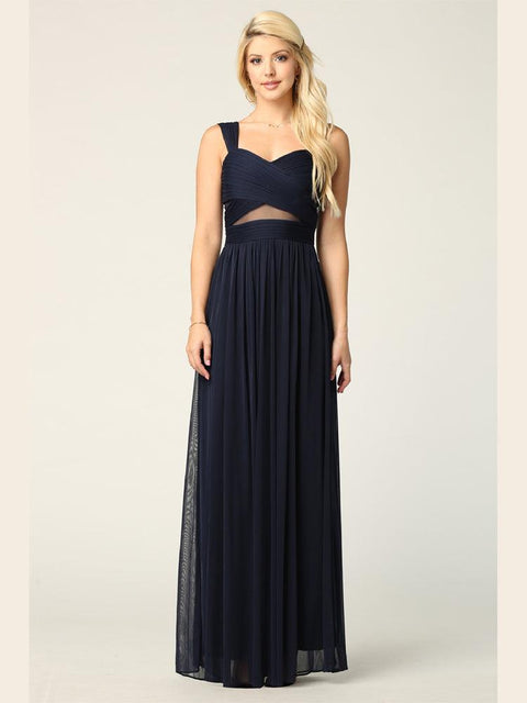 Long Sleeveless Bridesmaids Mesh Dress