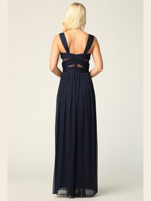 Long Sleeveless Bridesmaids Mesh Dress