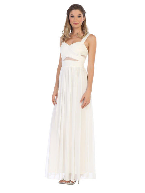 Long Sleeveless Bridesmaids Mesh Dress