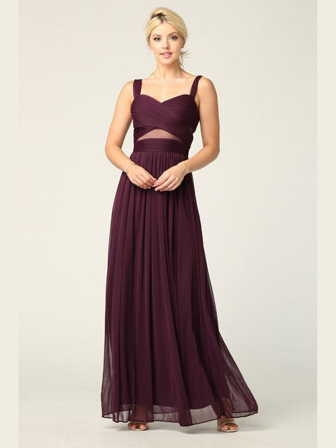 Long Sleeveless Bridesmaids Mesh Dress