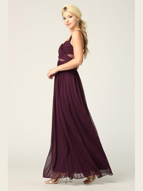 Long Sleeveless Bridesmaids Mesh Dress