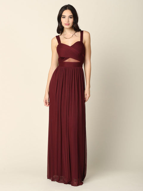 Long Sleeveless Bridesmaids Mesh Dress