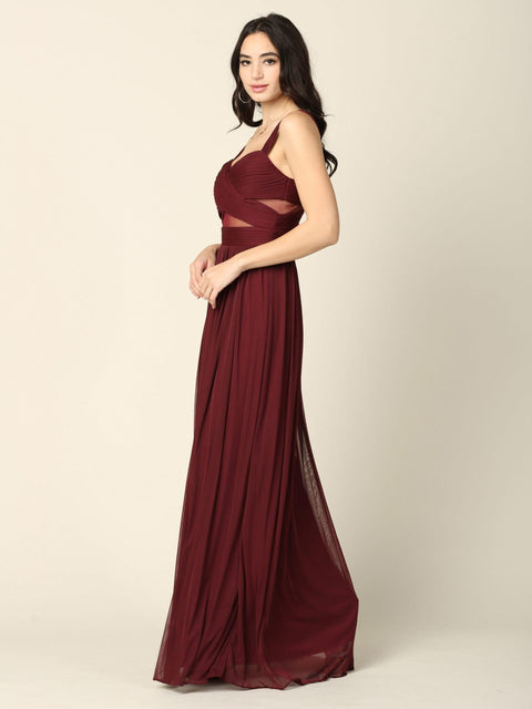 Long Sleeveless Bridesmaids Mesh Dress