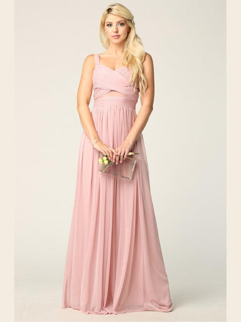 Long Sleeveless Bridesmaids Mesh Dress