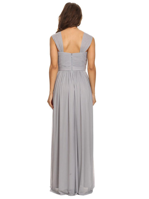 Long Sleeveless Bridesmaids Pleated Dress