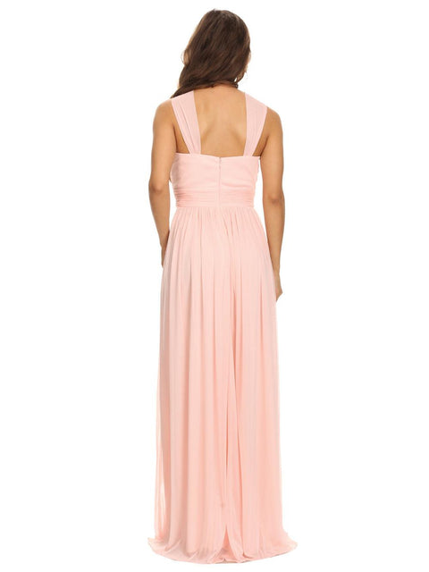 Long Sleeveless Bridesmaids Pleated Dress