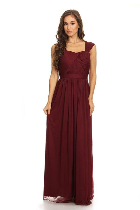 Long Sleeveless Bridesmaids Pleated Dress