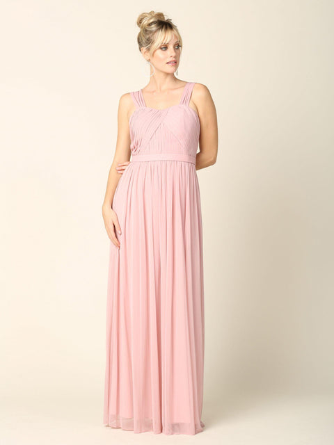 Long Sleeveless Bridesmaids Pleated Dress