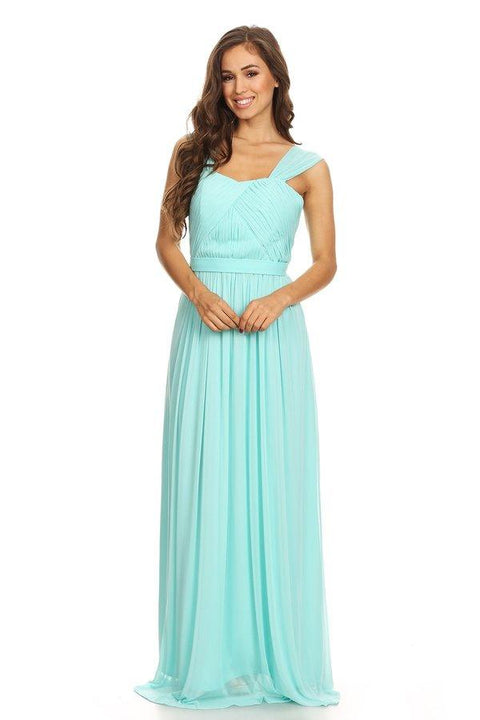 Long Sleeveless Bridesmaids Pleated Dress
