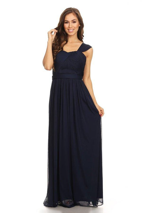 Long Sleeveless Bridesmaids Pleated Dress