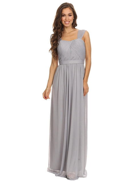 Long Sleeveless Bridesmaids Pleated Dress