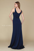 Sleeveless Fitted Long V-Neck Dress by Nox Anabel Q011