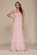 Sleeveless Fitted Long V-Neck Dress by Nox Anabel Q011
