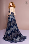 GLS Gloria GL2649: A-line Glitter Print Gown with Strapless Design