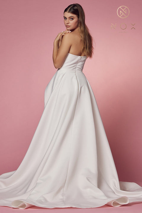 A-line Strapless Wedding Slit Gown JW938 by Nox Anabel - sheerdreamz