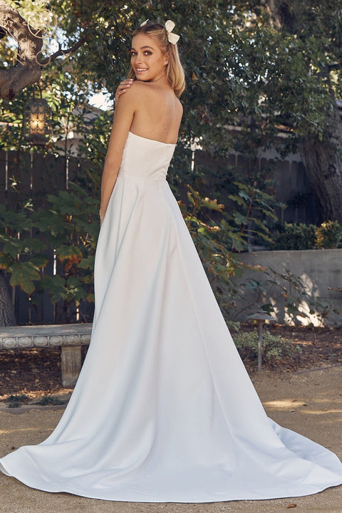 A-line Strapless Wedding Slit Gown JW938 by Nox Anabel - sheerdreamz