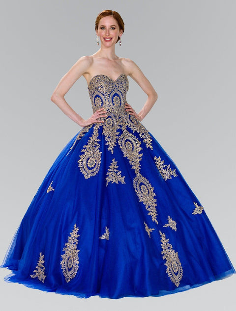 Strapless Lace Applique Ballgown by Elizabeth K GL2379