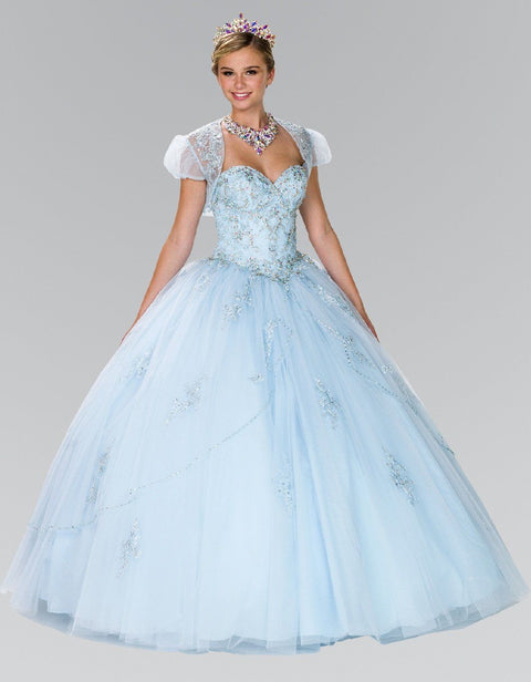 Elizabeth K GL2427's Ballgown with Beaded Strapless Bodice and Matching Bolero
