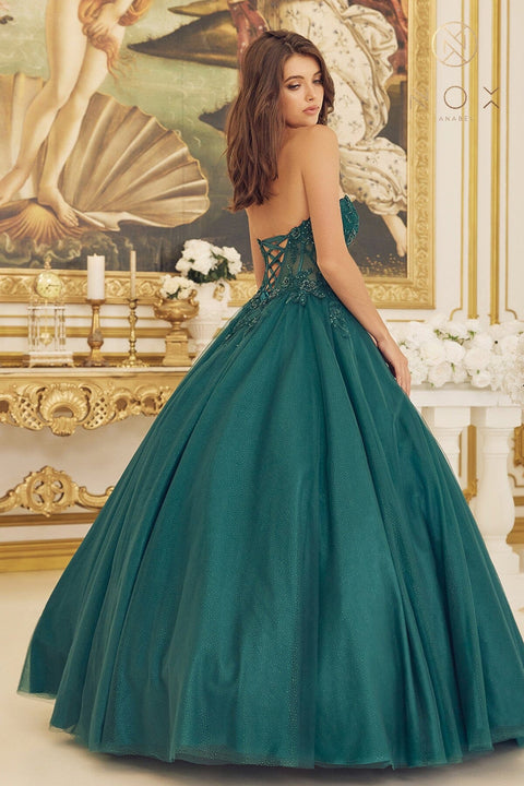 Nox Anabel CU1194: Strapless Corset-Style Ball Gown