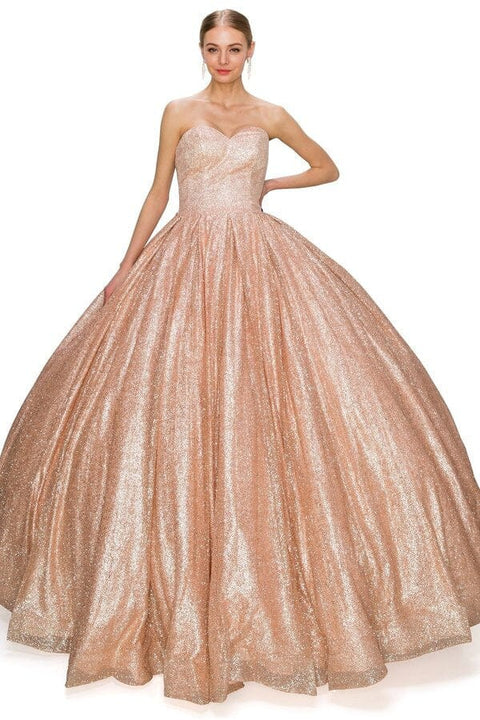 Glittery Strapless Ball Gown by Cinderella Couture 8010J