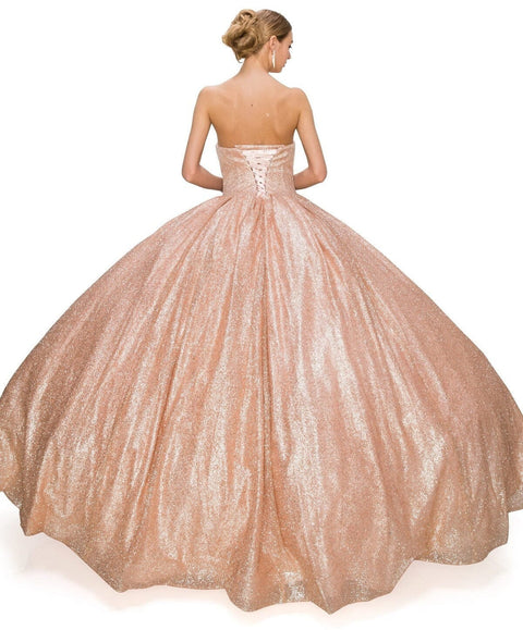 Glittery Strapless Ball Gown by Cinderella Couture 8010J