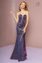 Strapless Iridescent Glitter Trumpet Dress by Elizabeth K GL2703