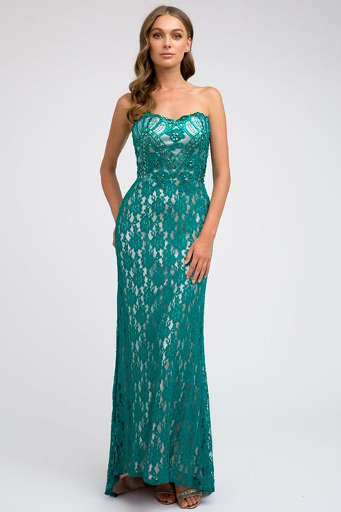 Mermaid Gown with Strapless Lace by Juliet 561