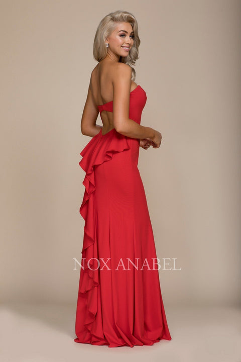 Strapless Ruffled Detail Mermaid Dress by Nox Anabel E002