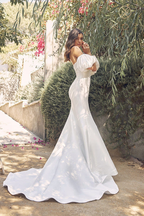 Strapless Mermaid Puff Sleeve Bridal Dress by Nox Anabel JE966