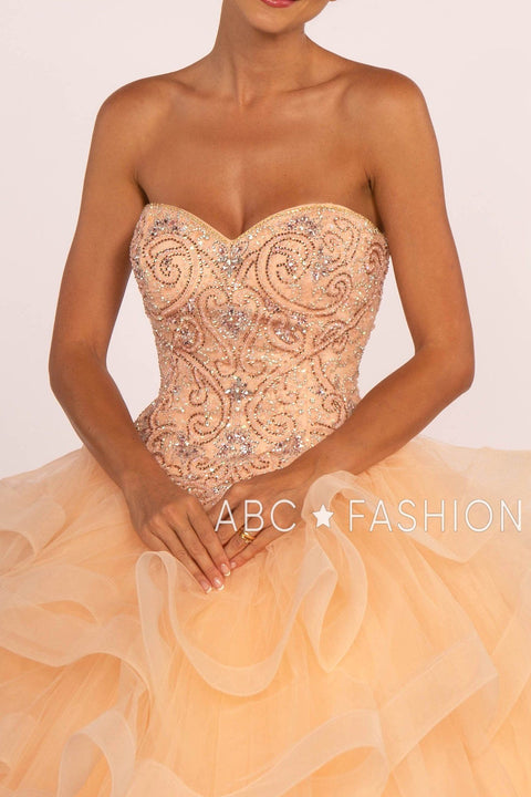 Elizabeth K GL2515: Sweetheart Neckline Strapless Ball Gown with Ruffled Skirt