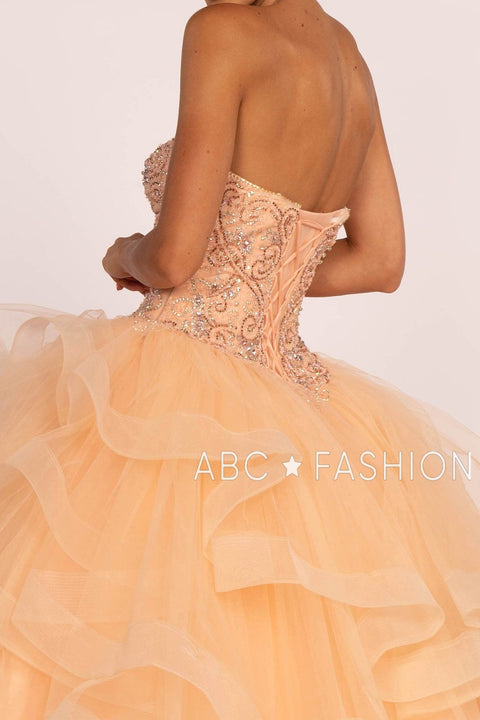 Elizabeth K GL2515: Sweetheart Neckline Strapless Ball Gown with Ruffled Skirt