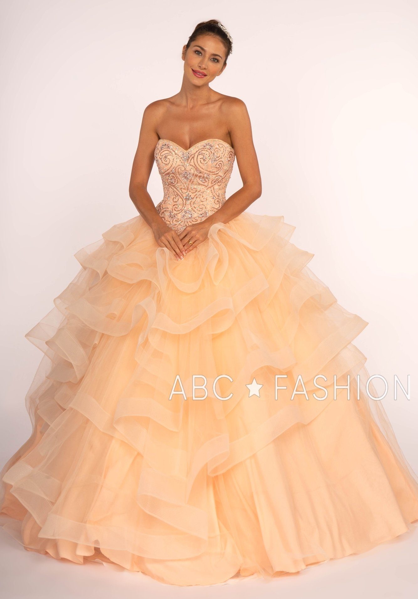 Elizabeth K GL2515: Sweetheart Neckline Strapless Ball Gown with Ruffl–  sheerdreamz