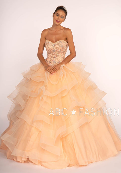 Elizabeth K GL2515: Sweetheart Neckline Strapless Ball Gown with Ruffled Skirt
