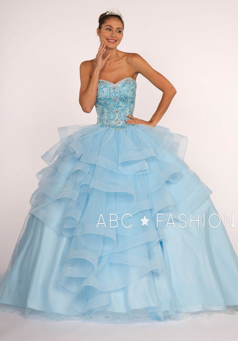 Elizabeth K GL2515: Sweetheart Neckline Strapless Ball Gown with Ruffled Skirt