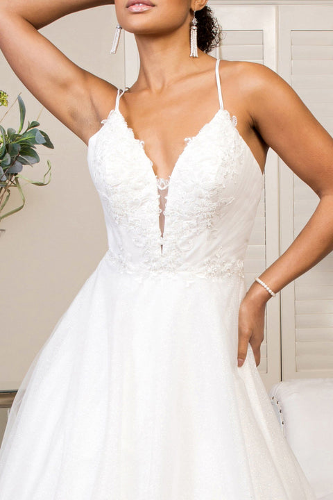 Elizabeth K Gl1905: Glitter-Adorned Bridal Gown with Sweetheart Neckline – alternate view 3
