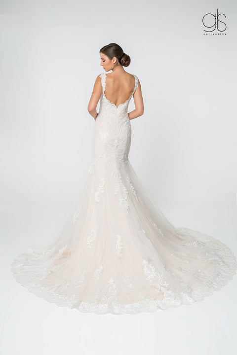 Elizabeth K Gl2819: Lace Mermaid Wedding Gown with Sweetheart Neckline – alternate view 3