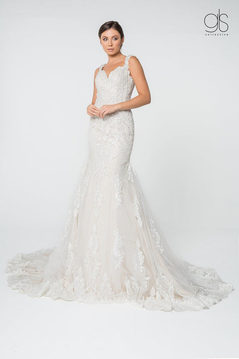Elizabeth K Gl2819: Lace Mermaid Wedding Gown with Sweetheart Neckline