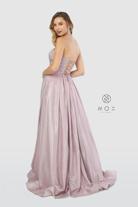 Long Strapless Sweetheart Glitter Dress_T258 by Nox Anabel