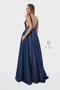 Long Taffeta V-Neck  Dress by Nox Anabel E156
