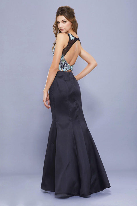 Embroidered Two-Piece Mermaid Dress with Floral by Nox Anabel 8287